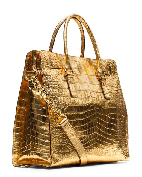 hal gold alligator half black michael kors purse|Michael Kors Gold Outlet Handbags.